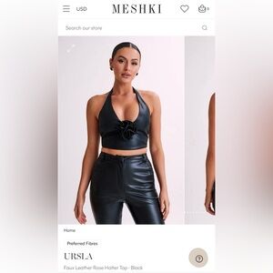 MESHKI Faux Leather Rose Halter Top - Tags still attached